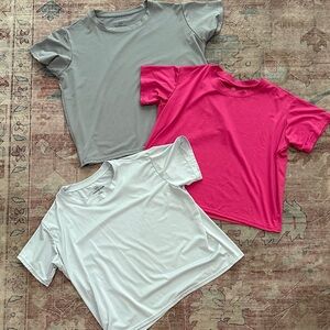 Women's Casual T-Shirt Set - Gray, Pink, pale blue-grey
